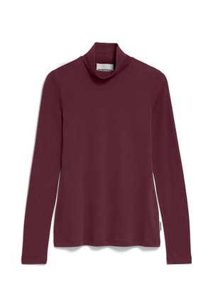 Bordeaux lange mouwen turtleneck top gemaakt van zachte, rekbare stof met een hoge hals en een relaxte pasvorm. Labels aan de binnenkant.