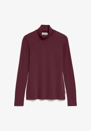 Bordeaux lange mouwen turtleneck top gemaakt van zachte, rekbare stof met een hoge hals en een relaxte pasvorm. Labels aan de binnenkant.