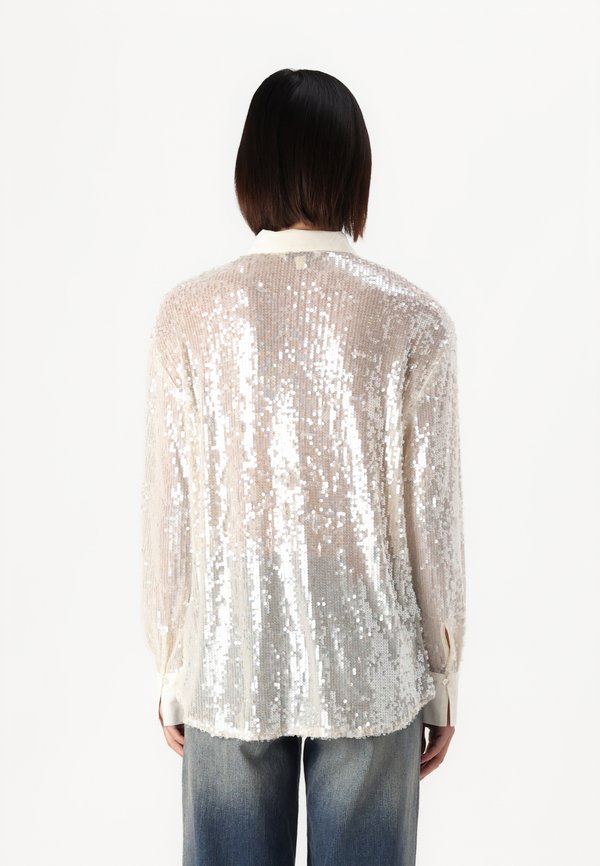 ONLCARIN LOOSE SEQUINS SHIRTS - Button-down blouse - creme2