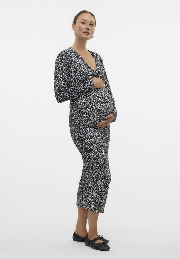 LS JRS MIDI - Shift dress - birch aop:flowers2