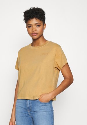 GRAPHIC VARSITY TEE - T-shirt print - serif outline garment dye iced coffee