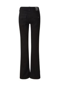 Zwarte wijde spijkerbroek van denim, voorzien van twee achterzakken met stikdetails en een merkpatch aan de tailleband.