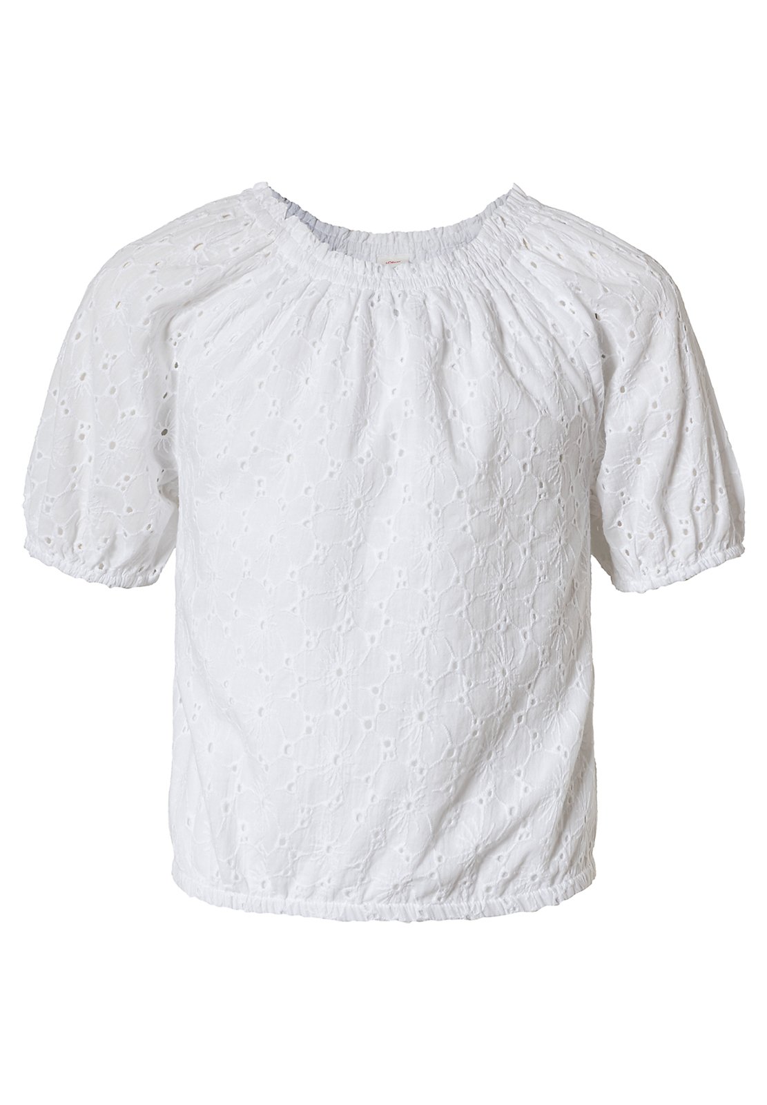 S.Oliver Damen Bluse Kurzarm – Sommerlicher Allover-Print, Fixierter Ärmelabschluss