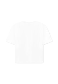 T-shirt en coton blanc avec un col rond, des manches courtes et une coupe décontractée. Pas de design ou motifs visibles au dos. Texture lisse.