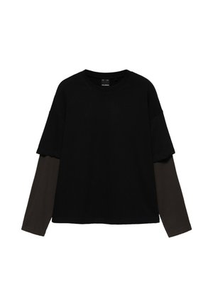 PULL&BEAR, DOUBLE-LAYER LONG SLEEVE - T-SHIRT - Langærmet T-shirt - black