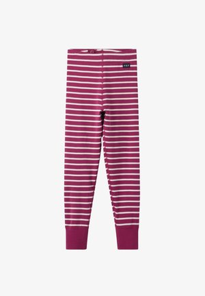 Bordeauxrode en witte gestreepte leggings van zacht katoen, met een elastische tailleband, geborduurde enkels en een klein logo-label.