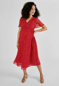 JoJo Maman Bébé SPOT MATERNITY WRAP MIDI - REGULAR FIT - Päevakleit - red
