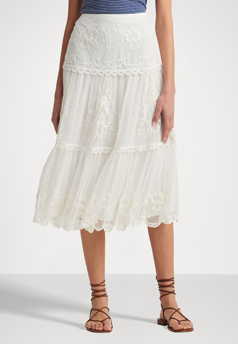 Lauren Ralph Lauren RELMARET MID - A-vonalú szoknya - silk white