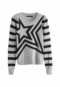 CREW NECK LONG SLEEVE PATTERN - REGULAR FIT - Svetrík - grey black star