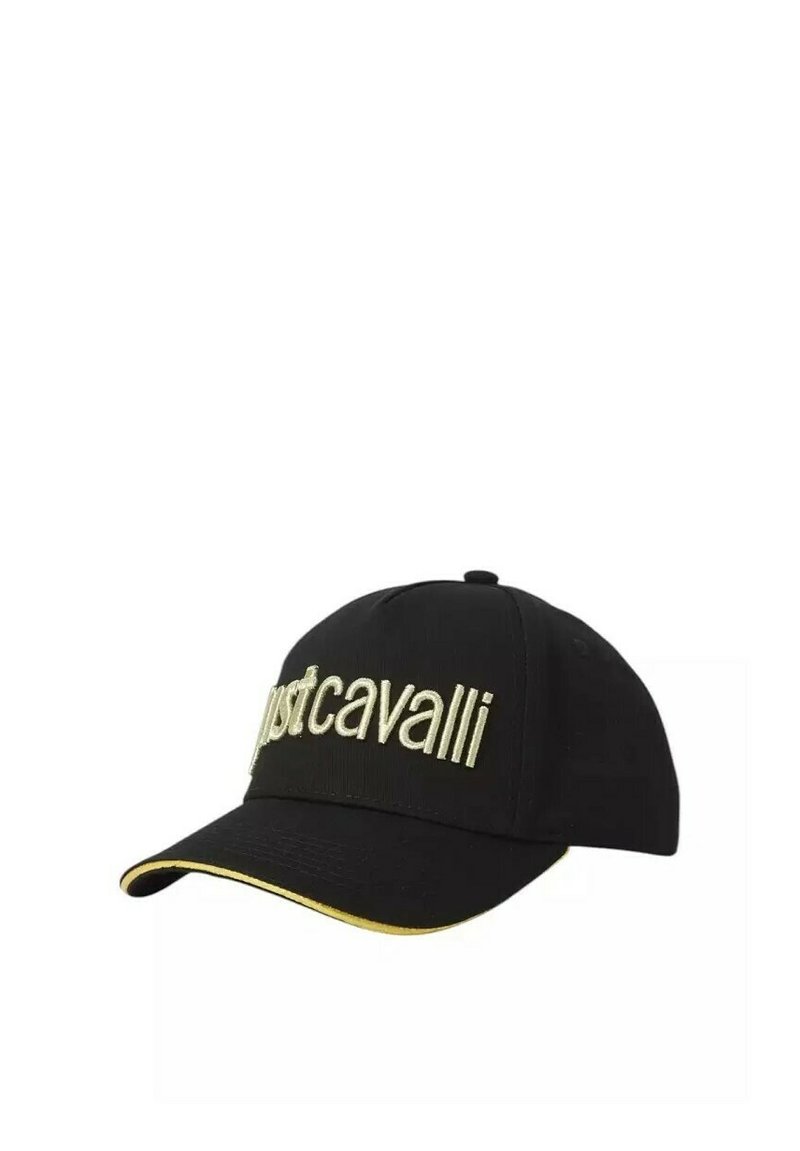 Casquette noire avec une visière courbée, ornée d'un logo brodé bien visible en vert clair avec un accent jaune sur le bord de la visière.