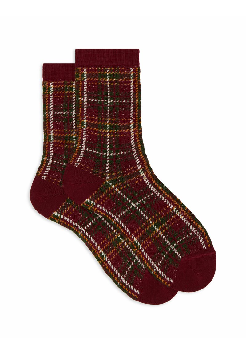 Gallo SHORT BURGUNDY AND WITH TARTAN - Calze - mora