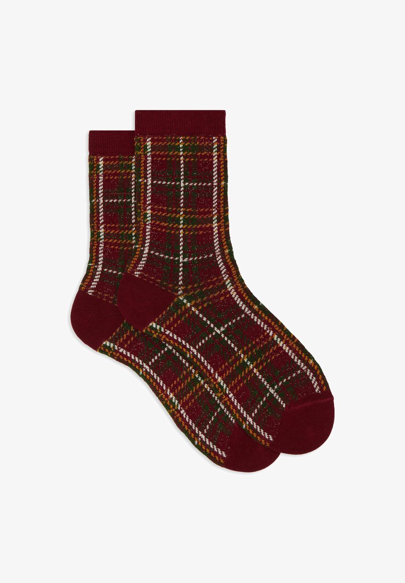 Gallo SHORT BURGUNDY AND WITH TARTAN - Calze - mora