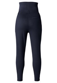 Hoge taille navy leggings van rekbaar materiaal, met een gladde structuur en een enkele achterzak.
