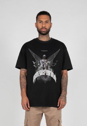 WITH HEAVY OVERSIZE  - Apdrukāts T-krekls - black