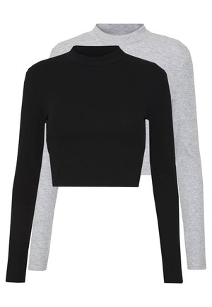 2 PACK - Camiseta de manga larga - light grey/black