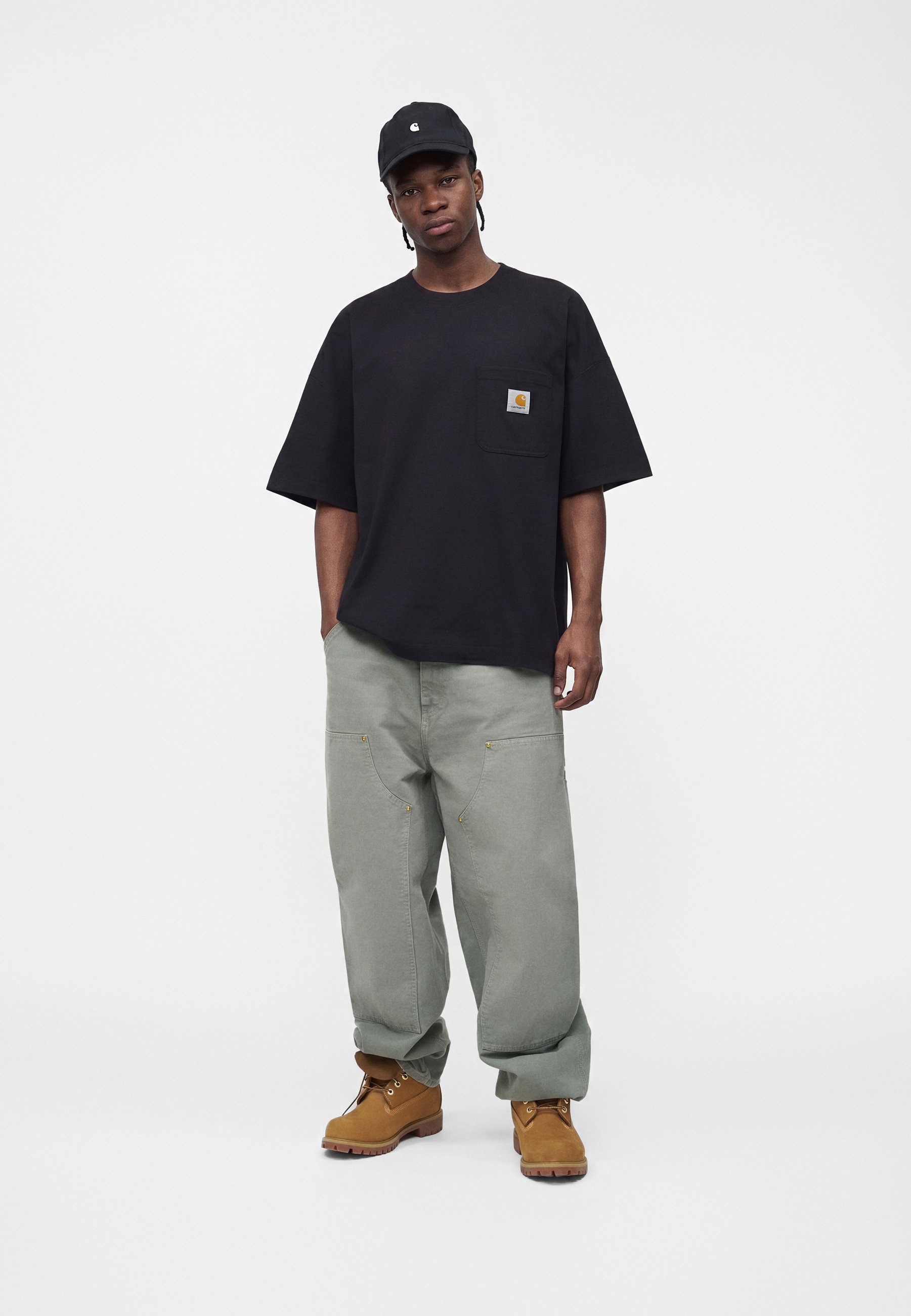 Carhartt WIP DOUBLE KNEE - Broek - shady green destroy wash/groen