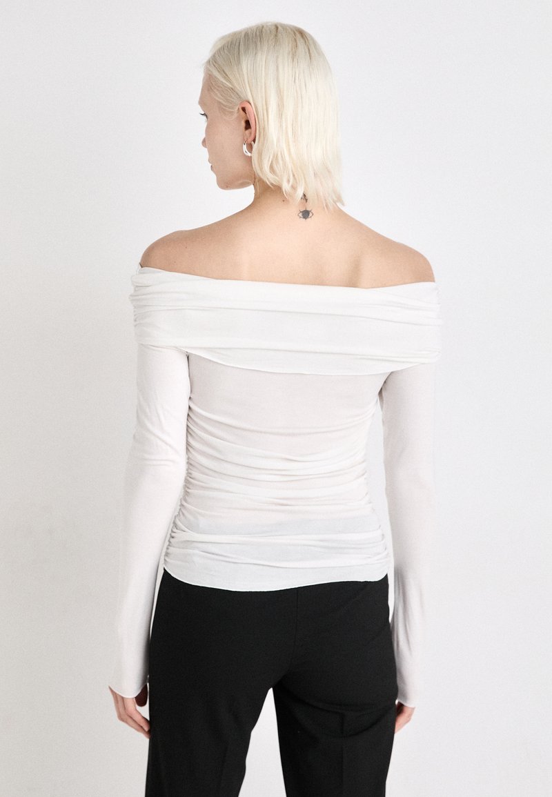 Blouse Designer Blanche Manches Fendues - Top Tunique épaule Dénudée, Neuf Avec étiquette