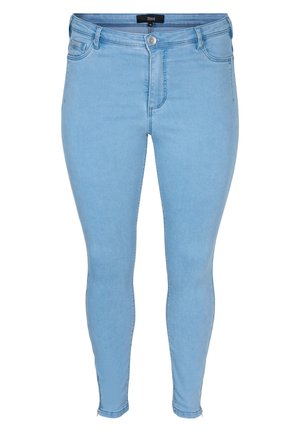 Zizzi CROPPED AMY JEANS MIT REIßVERSCHLUSS - Jeansy Skinny Fit - light blue