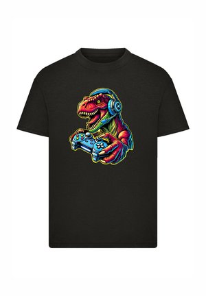 DINOSAURIER GAMER - Print T-shirt - schwarz