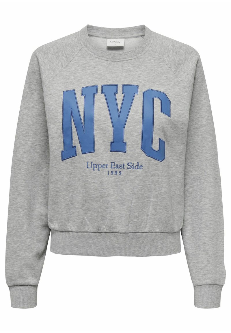 ONLY LANGÄRMELIGES PRINT - Sweatshirt - light grey melange/grau - Zalando.de