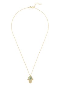 HAMSA HAND WITH EVIL EYE PENDANT NECKLACE GOLD - Necklace - gold-coloured
