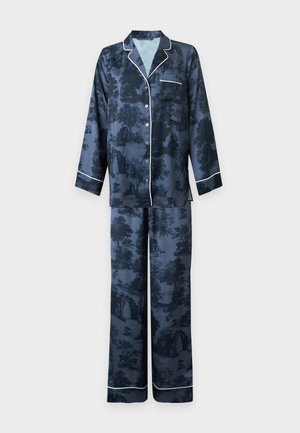 Lindex, SATIN PYJAMA SET W PIPING - Pyjama set - dark navy