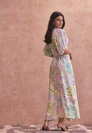 Next, TALL FIT - PRINT PUFF SLEEVE MIDI DRESS . - Päevakleit - green pink floral national trust x next
