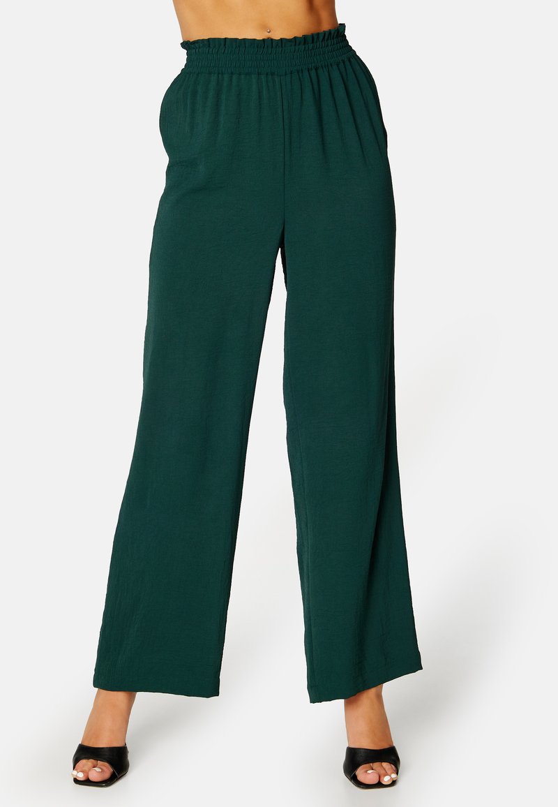 Bubbleroom SMOCK WAIST WIDE TROUSERS - Broek - dark green