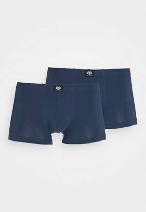 Marineblauwe katoenen boxershorts, met een zachte textuur, korte pijpen en een elastische tailleband met logo. Twee paar inbegrepen in de set.