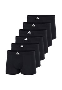 Svarta boxertrosor i rad, med ett mjukt och stretchigt tyg, elastiskt midjeband och en vit logotypdetalj på varje par.