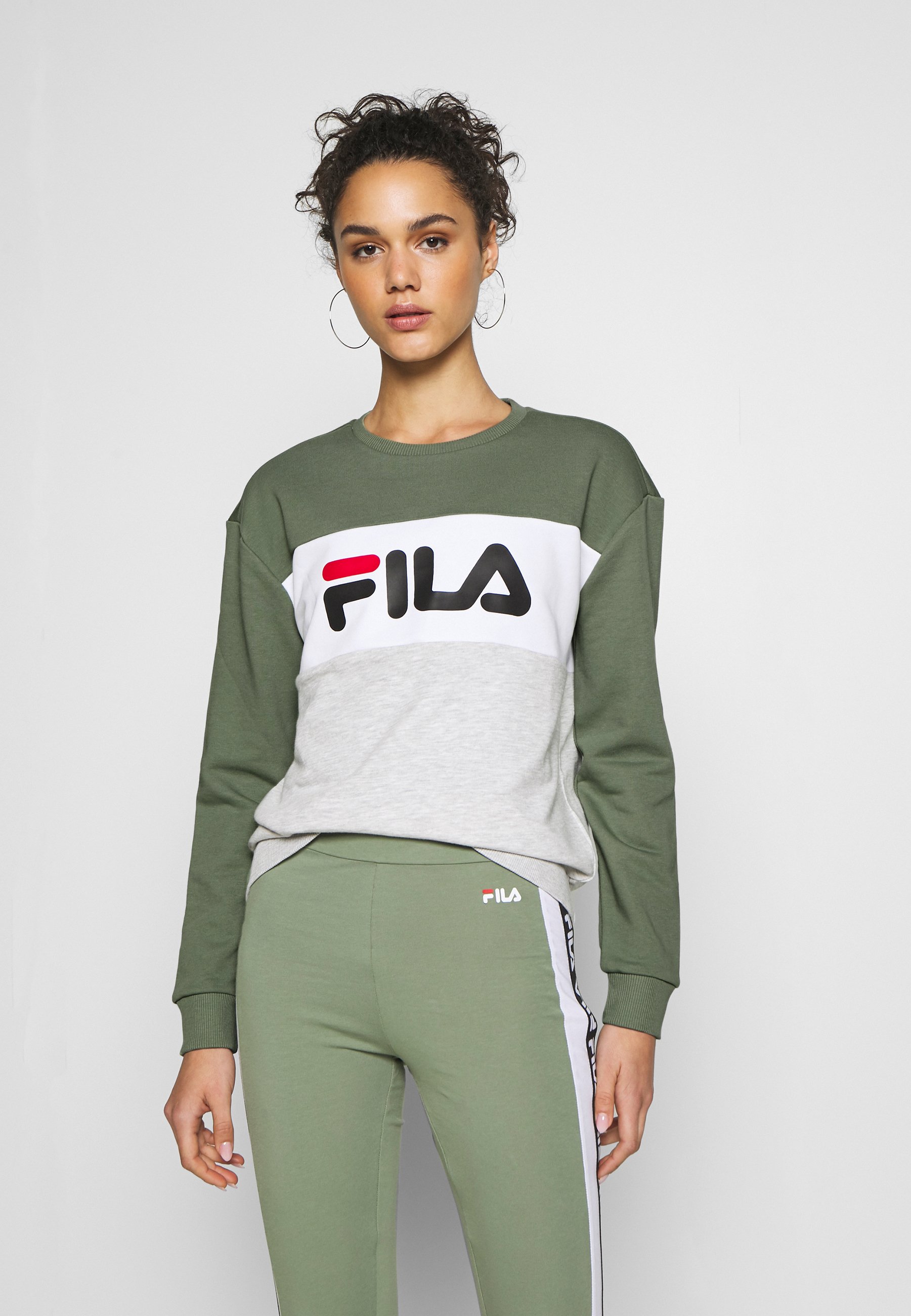 Fila LEAH Sweater sea spray light grey melange bros Fila LEAH Sweater light grey melangeblack Zalando.nl