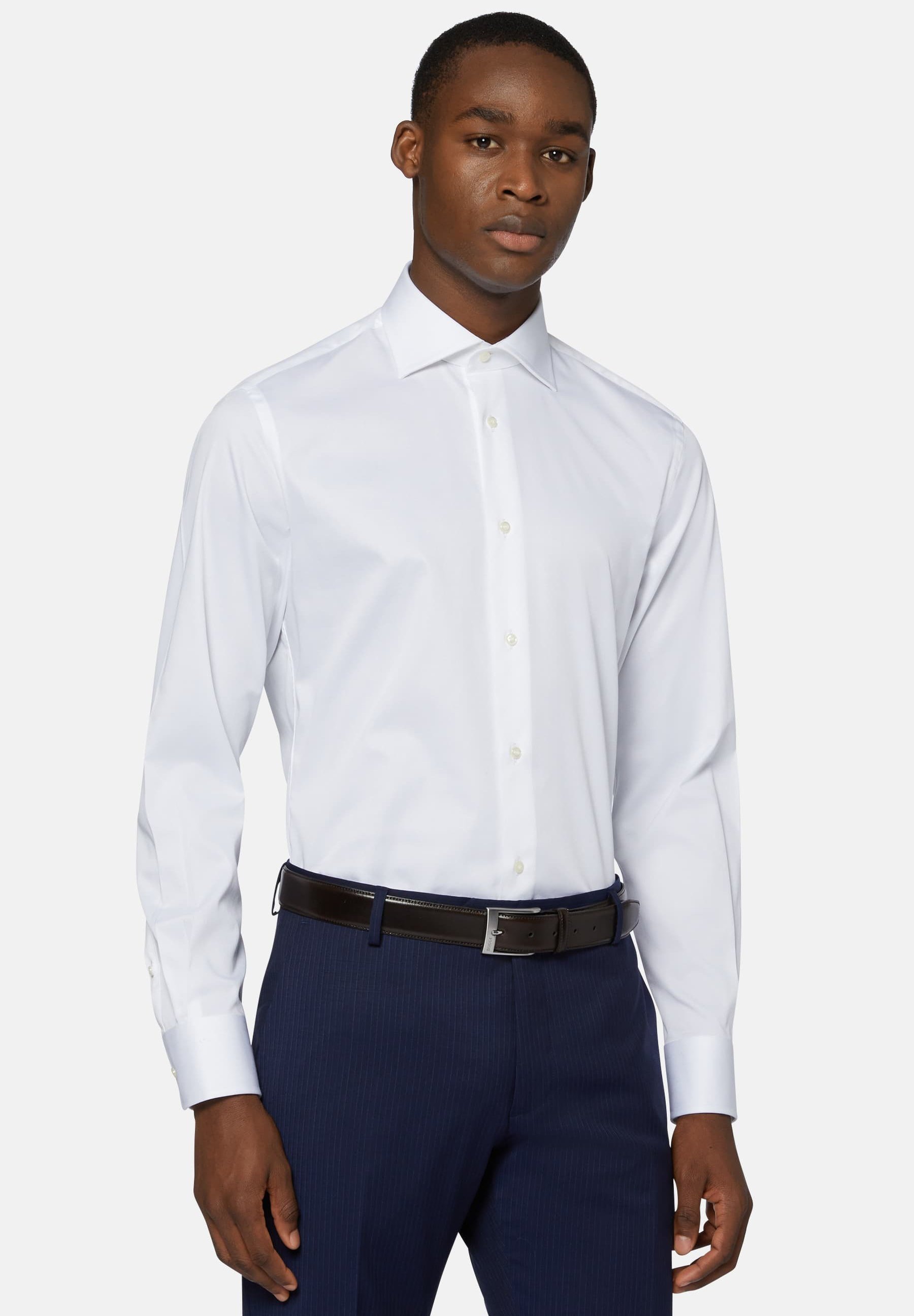 Camicia Vincenzo Boretti Uomo - Cotone Non-Stiro, Regular Fit, Colletto Kent