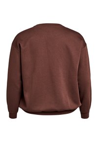 Felpa marrone con scollatura rotonda, vestibilità ampia e polsini a costine. Il tessuto ha un aspetto morbido e testurizzato. Nessun logo o grafica visibile.