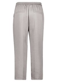 Ljusgrå, långa byxor med en mjuk textur, elastisk midja och två bakfickor. Enkelt design med raka ben.