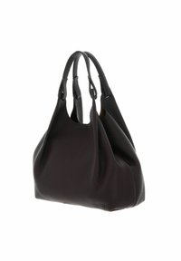 Borsa a tracolla in pelle bordeaux scuro con finitura testurizzata, dotata di doppi manici e un design spazioso e morbido.