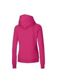 Sudadera rosa con capucha ajustable, puños y dobladillo acanalados. Tejido suave con una textura lisa, que presenta una silueta ajustada.