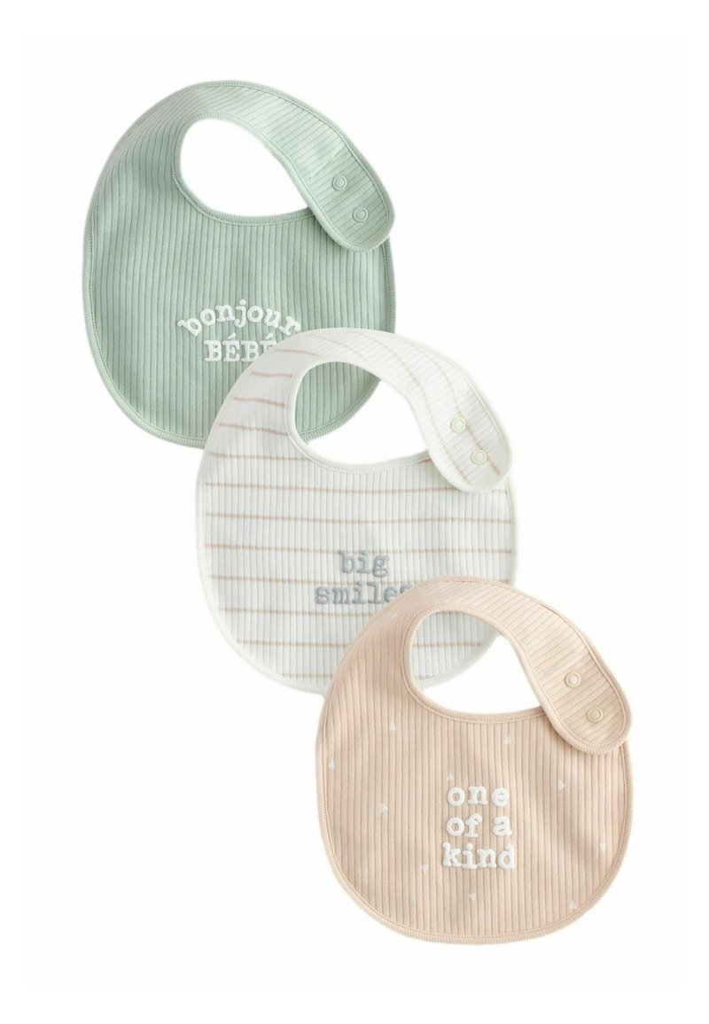 Next - 3 PACK - Bib - neutral brown  mint green slogan, Enlarge