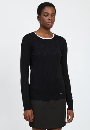 PREPPY CABLE KNIT  - Striktrøje - black