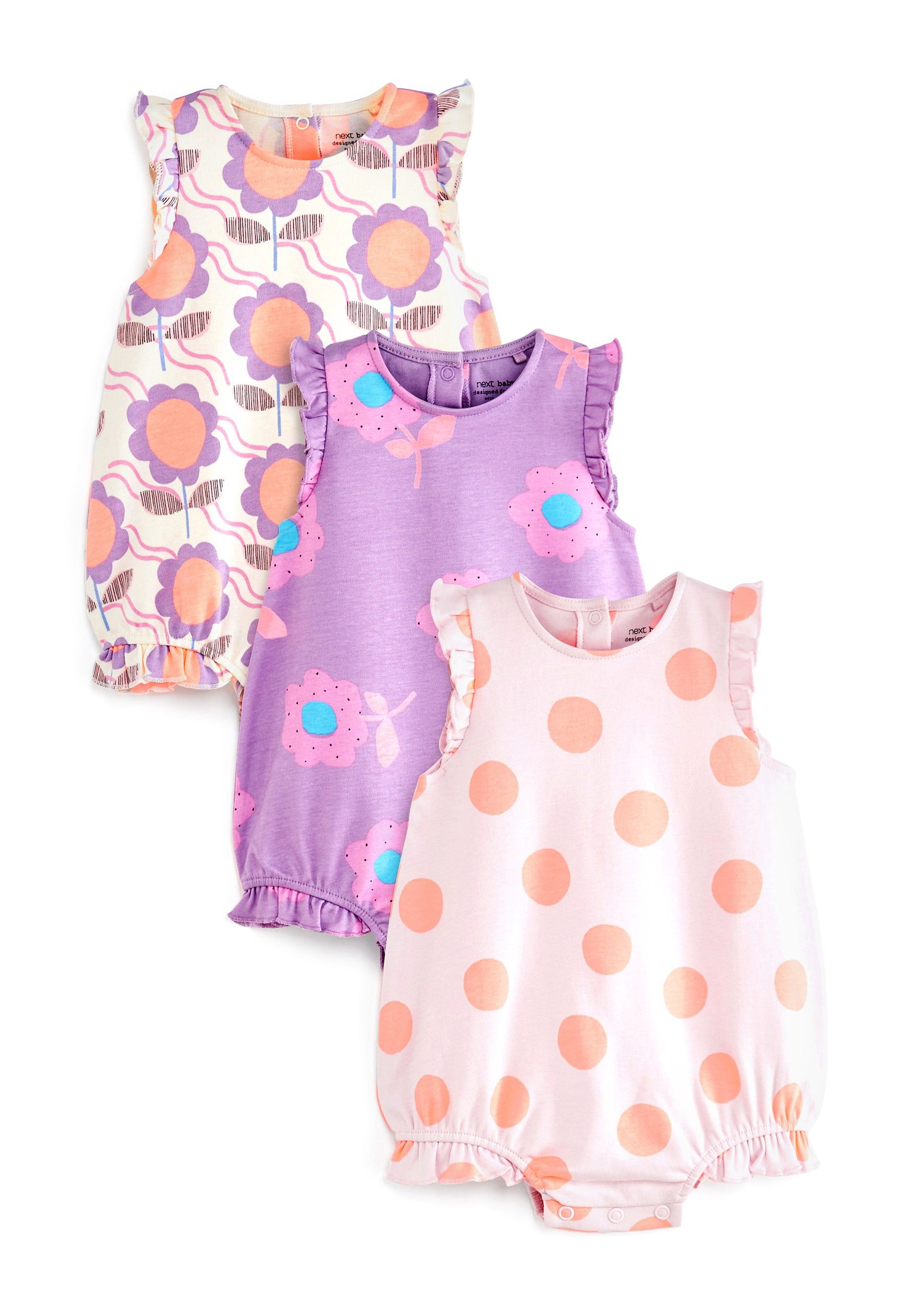 Next 3 PACK - Pijama - purple retro flowers baby/morado - Zalando.es