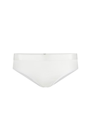Witte damesonderbroeken gemaakt van een zachte, gestructureerde stof. Beschikt over een gladde tailleband en een klassieke bikinisnit. Geen zichtbare patronen of accenten.