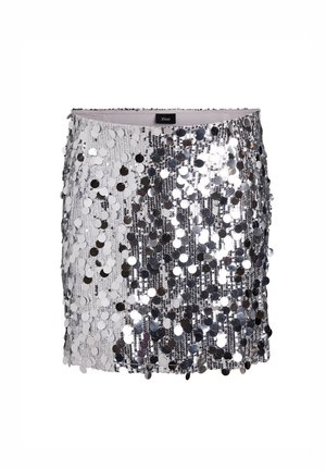 KURZER PAILLETTEN MIT GUMMIZUGBUND - Mini skirts  - silver sequins
