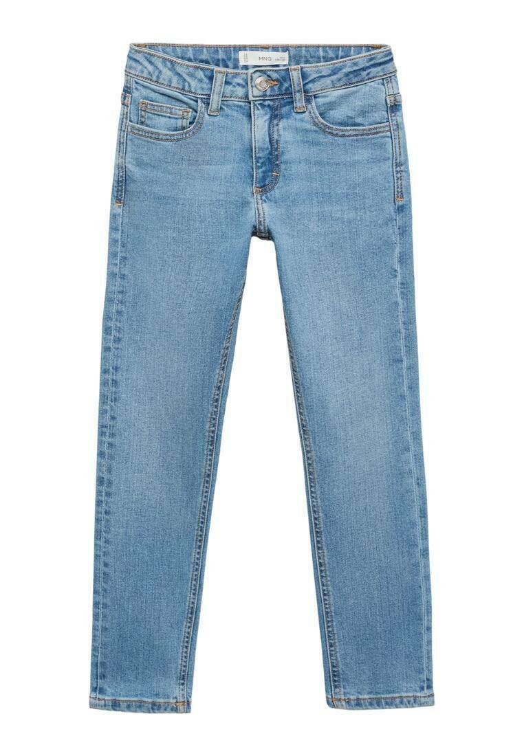 Lichtblauwe denim jeans met een slank fit, vijf zakken, messing hardware en een rechte pijp. Vervaagde was voegt textuur toe.