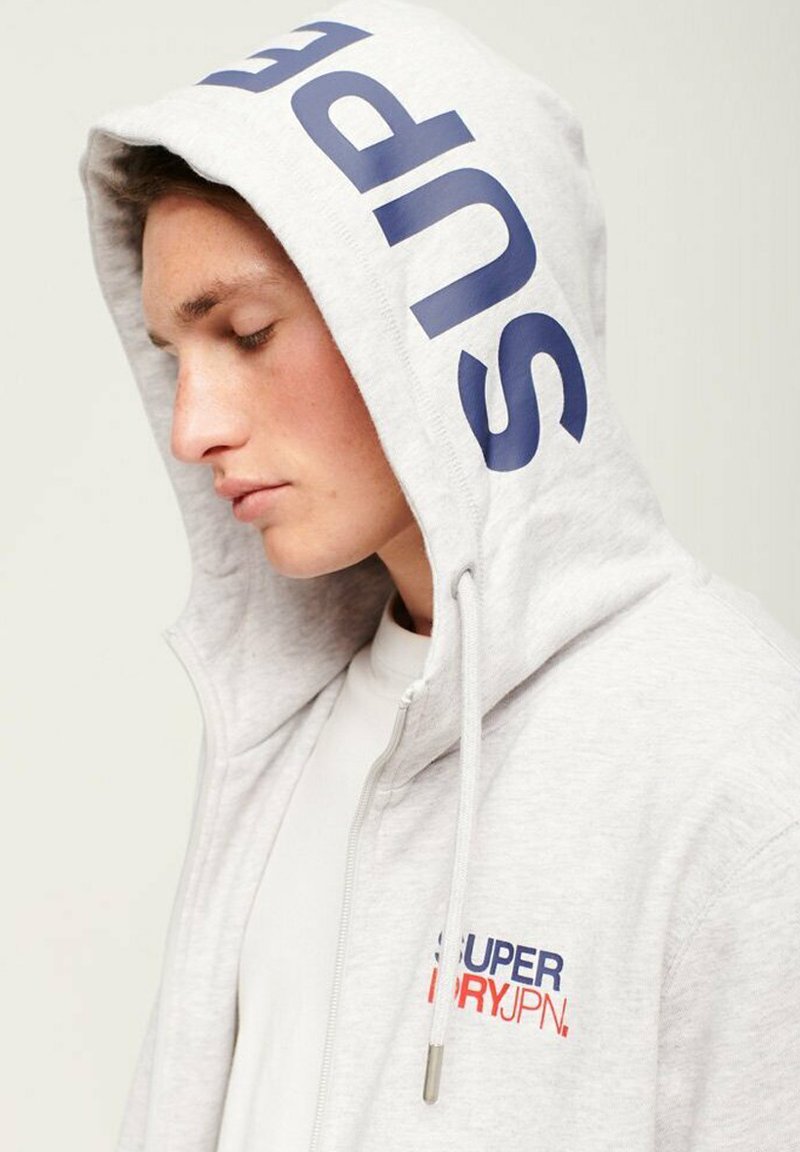 Superdry SPORTSWEAR LOOSE - Zip-up sweatshirt - cadet grey marl/light grey  - Zalando.co.uk