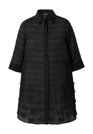 Ulla Popken APPLIQUE 3/4 SLEEVE - Button-down blouse - black