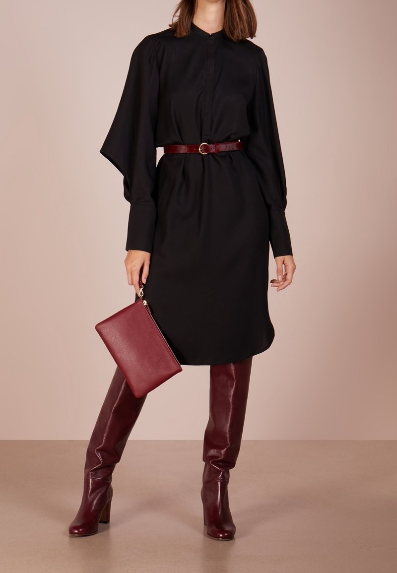 black tie spring wedding guest dresses TYRA Burgundy Leather Platform Block Heel Women's Ankle Boot – Steve Madden main image 0