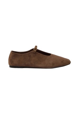 Ankle strap ballet pumps - mud brown