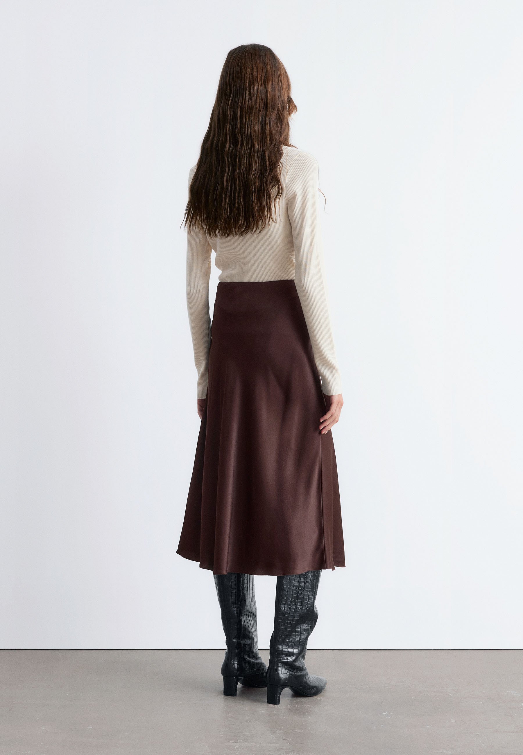 & other stories MIDI - A-line skirt - dark brown - Zalando