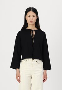 Gina Tricot TIE CARDIGAN - Adīta jaka - black
