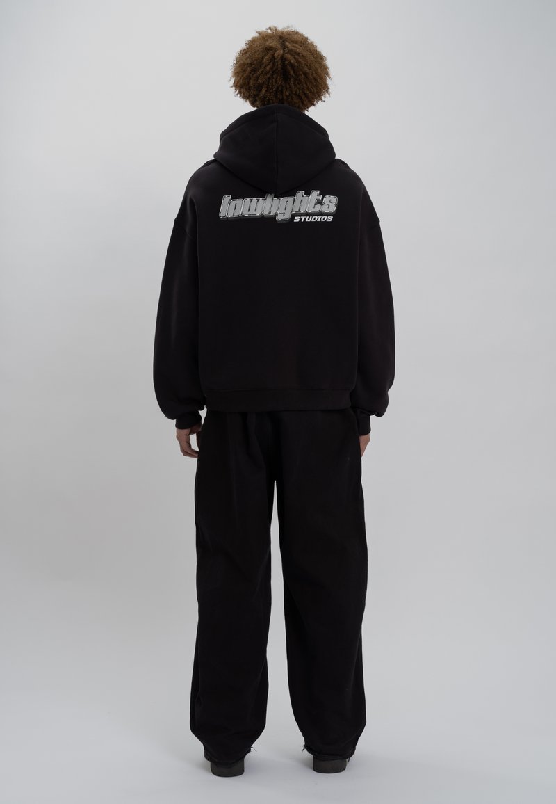 LOW LIGHTS STUDIOS® SANDED LOGO ZIPPER HOODIE - Felpa con zip - black