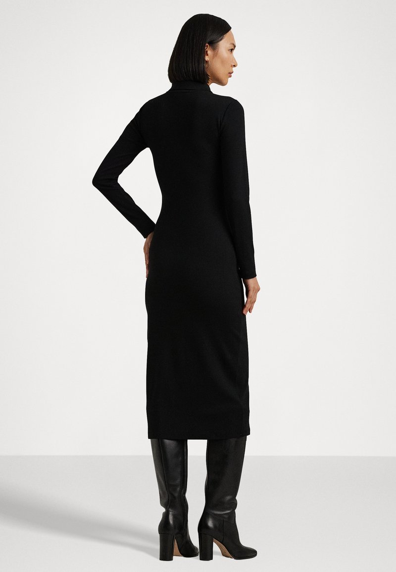 Lauren Ralph Lauren RIB KNIT COTTON BLEND POLO DRESS - Shift dress - black  - Zalando.co.uk